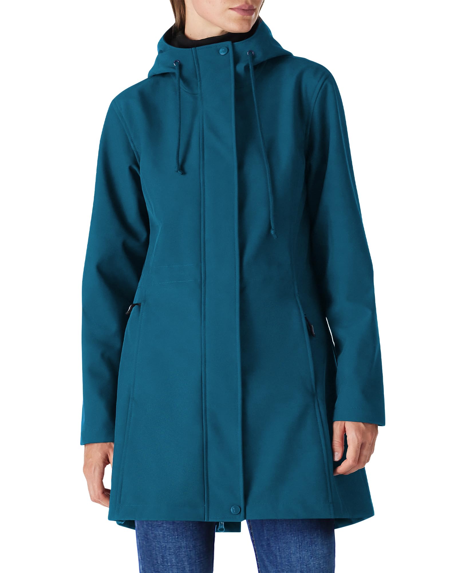 Women's Rain Jacket Long Softshell Jacket with Hood Women Transition Jacket Rain