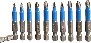 12 Pcs Magnetic Screwdriver Bit Set Non Slip Hex Shank (PH1 PZ1 PH2 PZ2 PH3 PZ3) 50mm Long S2 Alloy Heavy Duty Ideal for Drills, Household Repairs and