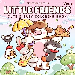 Little Friends: Vol. 2 Coloring Book for Adults and Teens Featuring Fuzzy Animals on Daily Adventure, Funny Moments and Cozy Vibes for Relaxation (Cute & Easy Coloring)