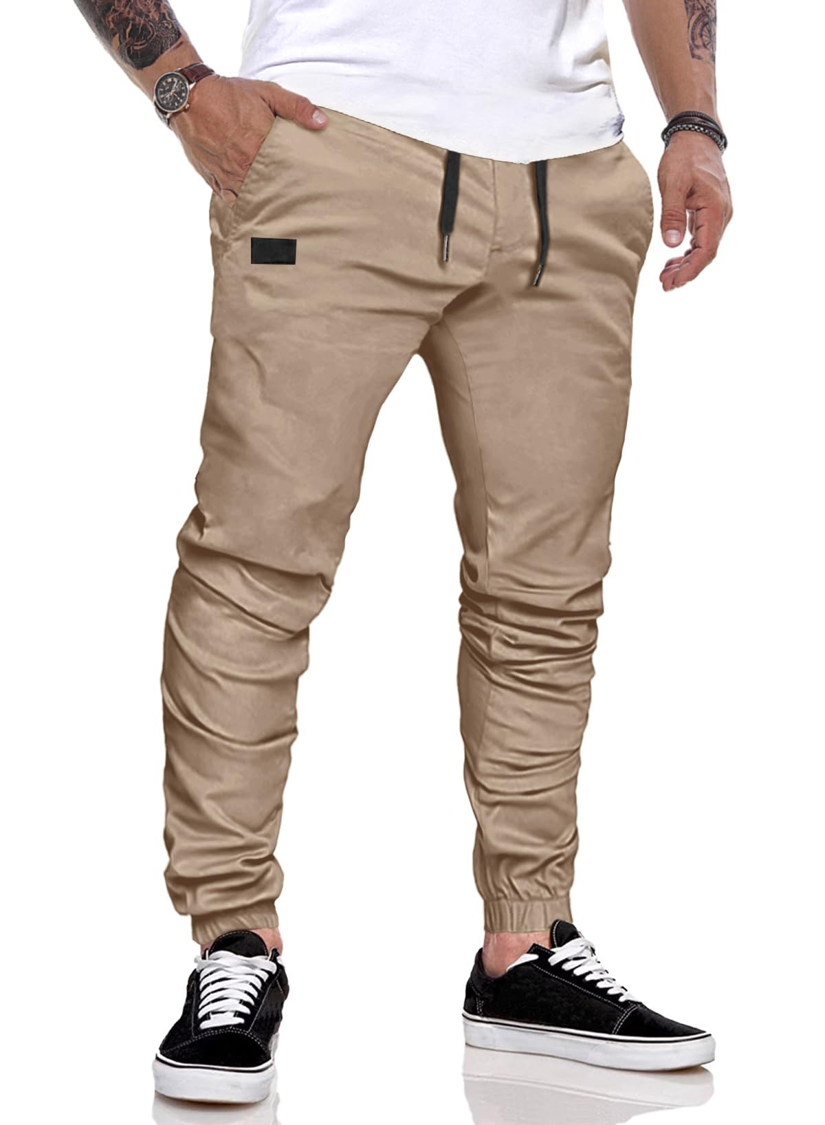 JMIERR Men's Jogging Bottoms Cotton Breathable with Pockets
