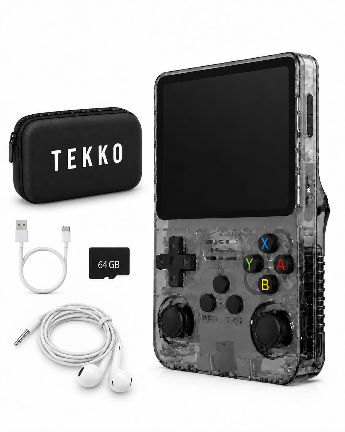 TEKKO Retro Handheld Game Console, 3.5-Inch IPS Screen, RK3326 Linux System, 64G