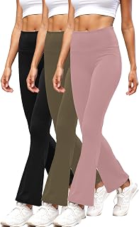 3 Pack Flared Leggings High Waist Tummy Control Bell Pants Opaque Flared Pants for Yoga Workout