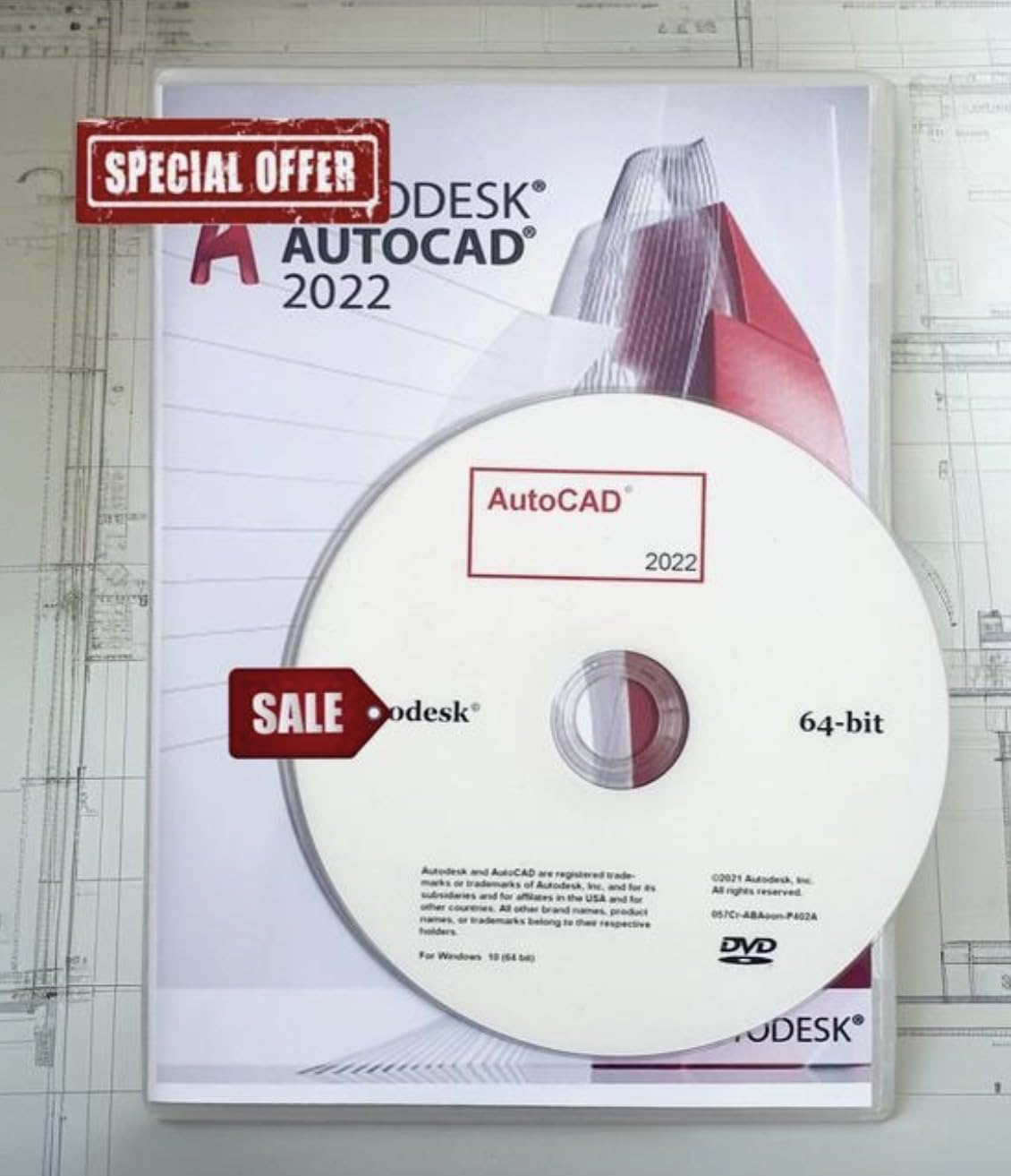 AUTOCAD 2022 software, FULL VERSION for Windows, Standalone Single User DVD, ENG