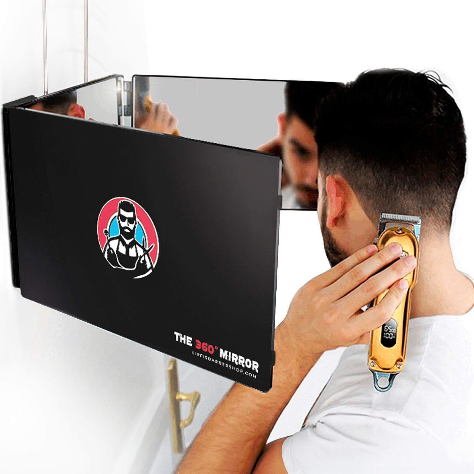 Miroir 360 Coiffure Homme pour se couper les cheveux seul - Miroir 3 faces | Tri