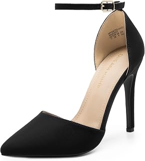 DREAM PAIRS Wedding Stiletto Shoes, Toe Ankle Strap High Heel Party Shoes, Size 40.5, Gold/Glitter, Oppointed_Lacey