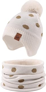Xiaohawang Baby Winter Knitted Beanie Hat with Fleece Lining and Pompom