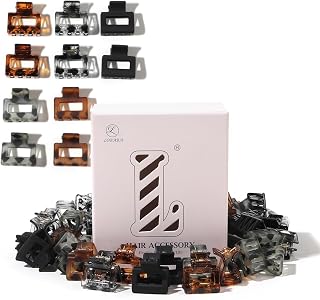 30pcs Hair Claw for Women - Small Square Chin Clip for Thick Thin Medium Fine Hairstyle, Stays in Place Without Pulling or Snagging, Durable Plastic, Sturdy - Turtle & Black, Color Random