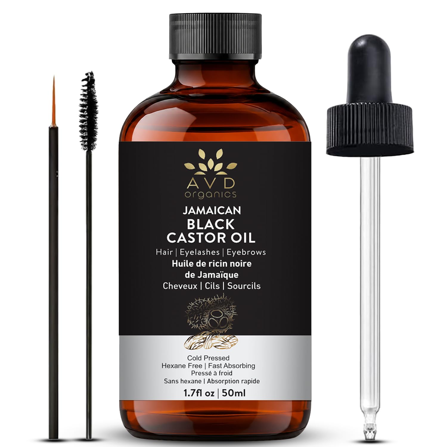 AVD Organics Jamaican Black Castor Oil 50ml | 100% Pure & Natural | Multi-Purpos