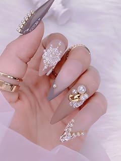 2 Pcs Embossed Flower Nail Art Stickers Self Adhesive White Vine Pattern Nail Supplies Lace Retro Floral Nail Design DIY Manicure Decoration for Women