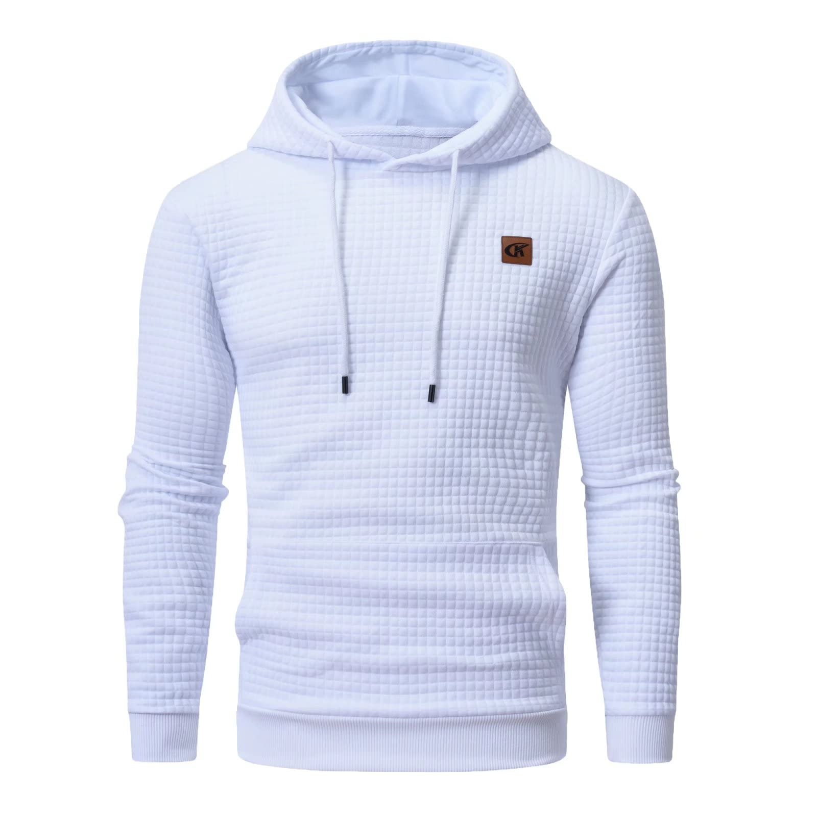 Yundobop Men's Pullover Hoodies Plaid Jacquard Long Sleeve Drawstring Hipster Ca