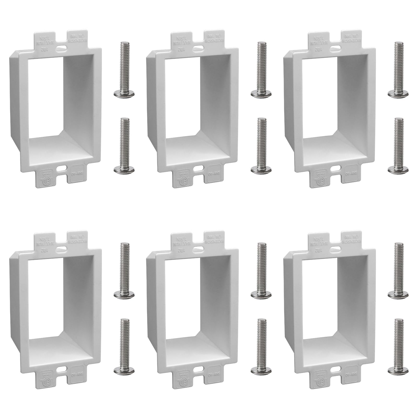 XGGYA 1-Gang BE1 Non-Metallic Electrical Power Outlet Box Extender, 6 Pack | ETL