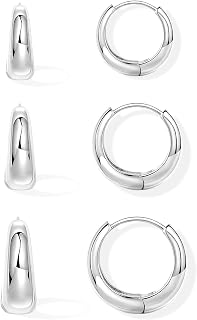 Inerney 14K Gold Plated Huggie Hoop Earrings for Women, Small Sterling Silver Earring Set Hypoallergenic Cartilage Helix Stacks, Mini Dainty Cute Trendy Birthstone Jewelry Gift for Multiple Piercings