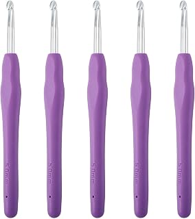 5 pcs Aluminum Crochet Hooks Knitting Pin 5mm, Soft Grip Rubber Silicone Handle Needles Random Color Crochet Hook for Handmade DIY Yarn Craft Knitting Scarves Sweater Hat Gloves