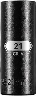 1/2 Inch Drive 6-Point Deep Socket, 21mm Deep Impact Socket, CR-V Steel