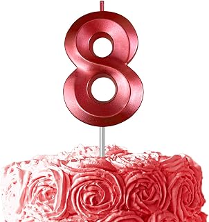 Red Birthday Number 8 Candles for Wedding Party Cake Decorations