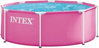 INTEX Metal Frame 8ft x 30in Round Above Ground Swimming Pool, Pink | 28290EP - Pool Only (Pump Not Included)