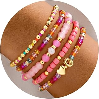 Turandoss Teen Girls Gifts Trendy Stuff, Colorful Beaded Initial Bracelets