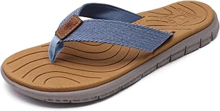 KuaiLu Women's Summer Flip Flops Support Bow Leather Beach Sea