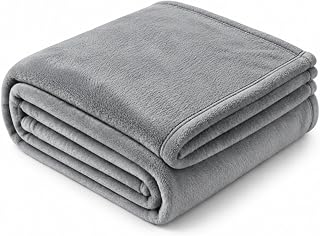 EHC Fleece Throw Blanket for Bed sofa - King, Grey, 220x240 cm