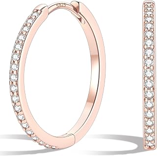 Sterling Silver Huggie Hoop Earrings for Women, 925 Silver Posts