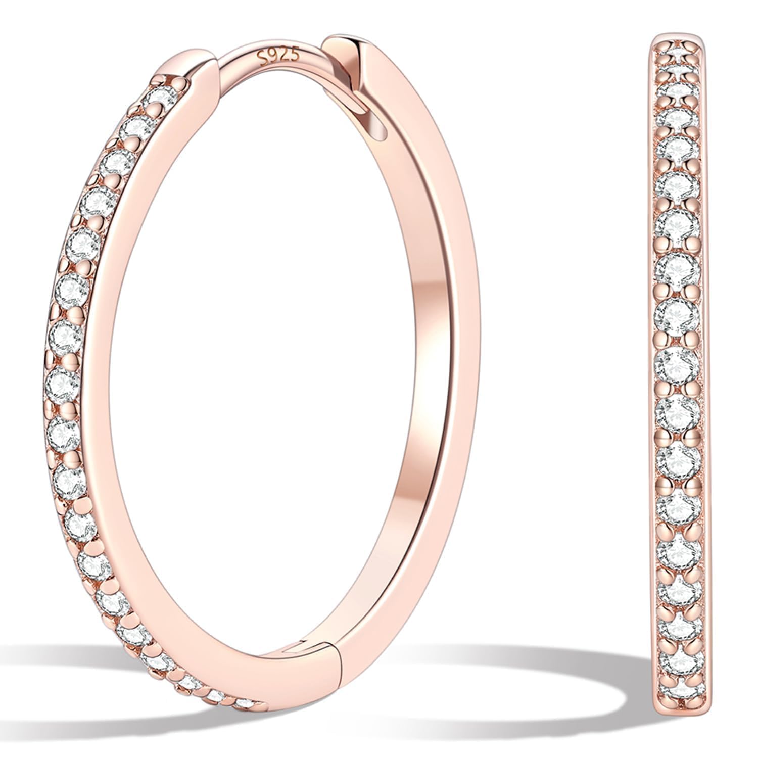 Sterling Silver Huggie Hoop Earrings for Women, 925 Silver Posts