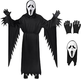 Screams Costume With Horror Ghost face Mask for Halloween Parties Dress up