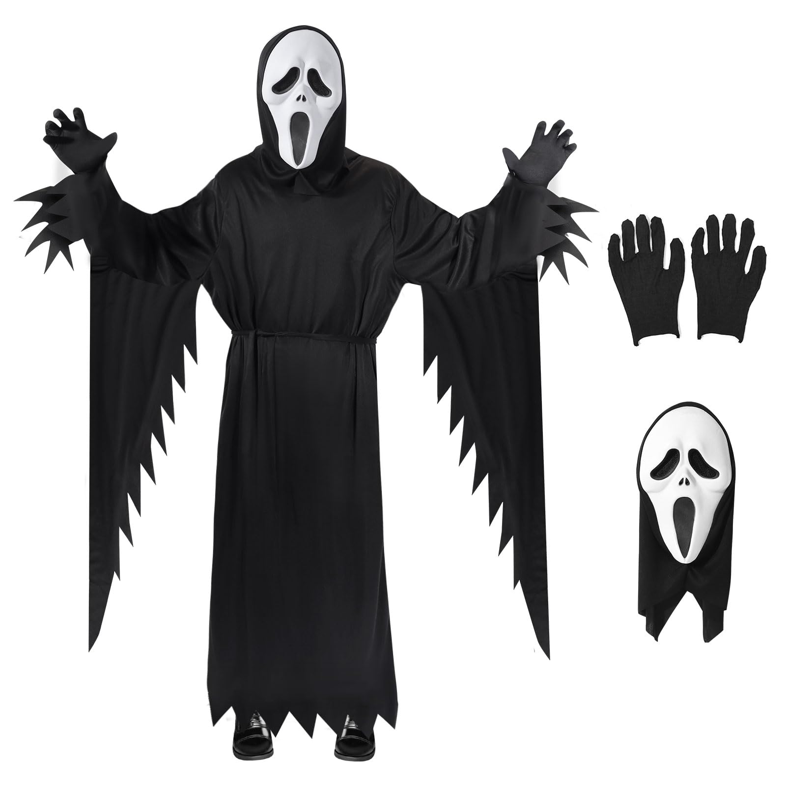 Screams Costume With Horror Ghost face Mask for Halloween Parties Dress up