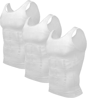 Odoland Men's Compression Tank Top Shapewear Slimming Underwear Shaping Slimming Belly Sports Fitness 3 Pieces