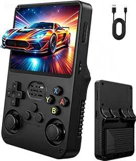 Retro Handheld Game Console, 3.5" IPS Screen, Dual Joysticks, 3500mAh Rechargeable Battery, Portable Retro Gaming System, Classic Style Handheld Console (Semi Matte Black)