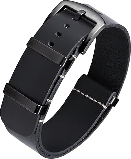 BINLUN Leather Watch Bands Replacement Strap for Crazy Horse Oil Leather Watch 18mm 19mm 20mm 21mm 22mm 24mm One Piece Straps for Men and Women with Silver/Black Buckle