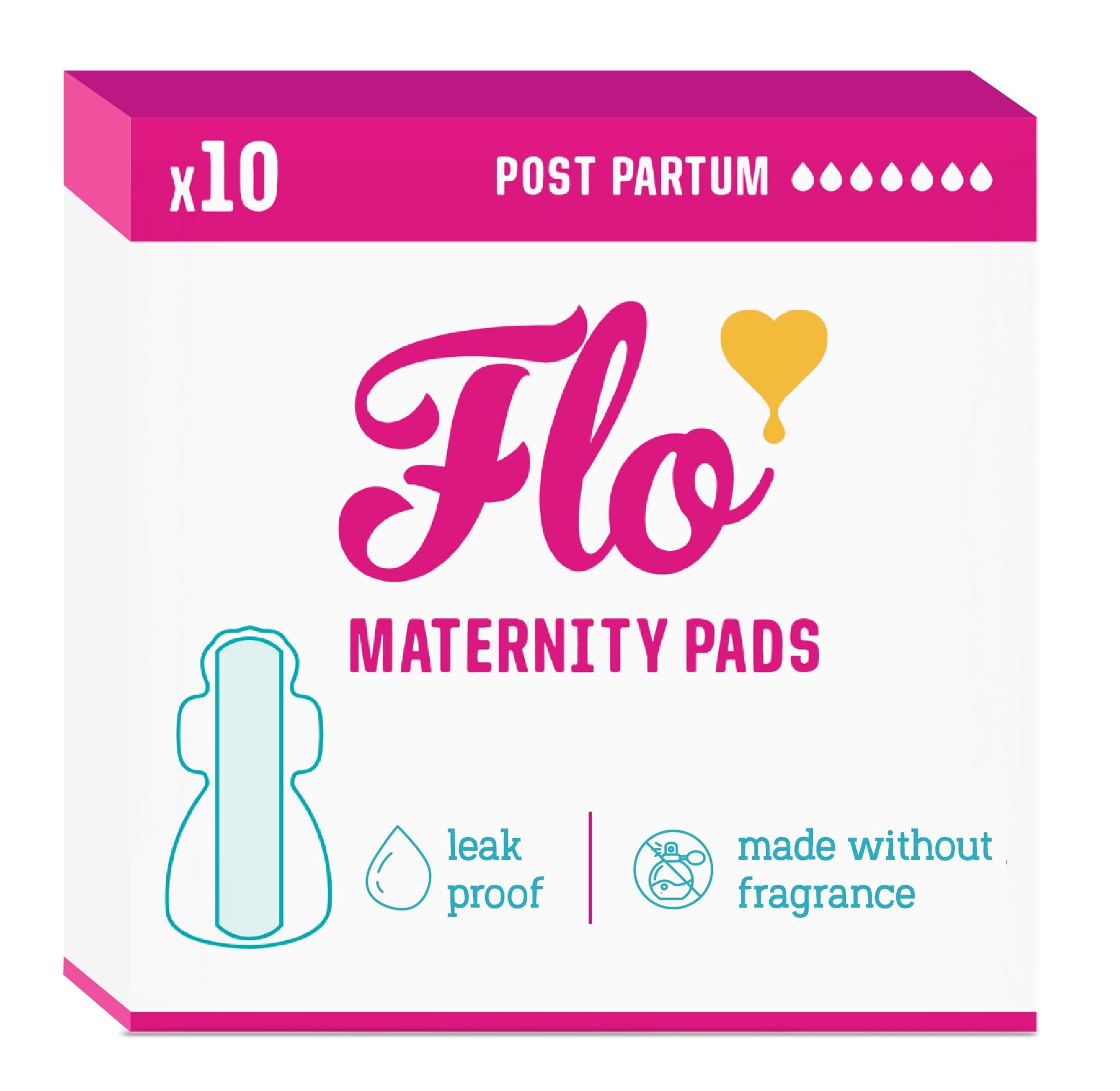 Flo Bamboo Maternity Pads - 10 Pack | Ultra Absorbent, Maximum Protection, Ultra