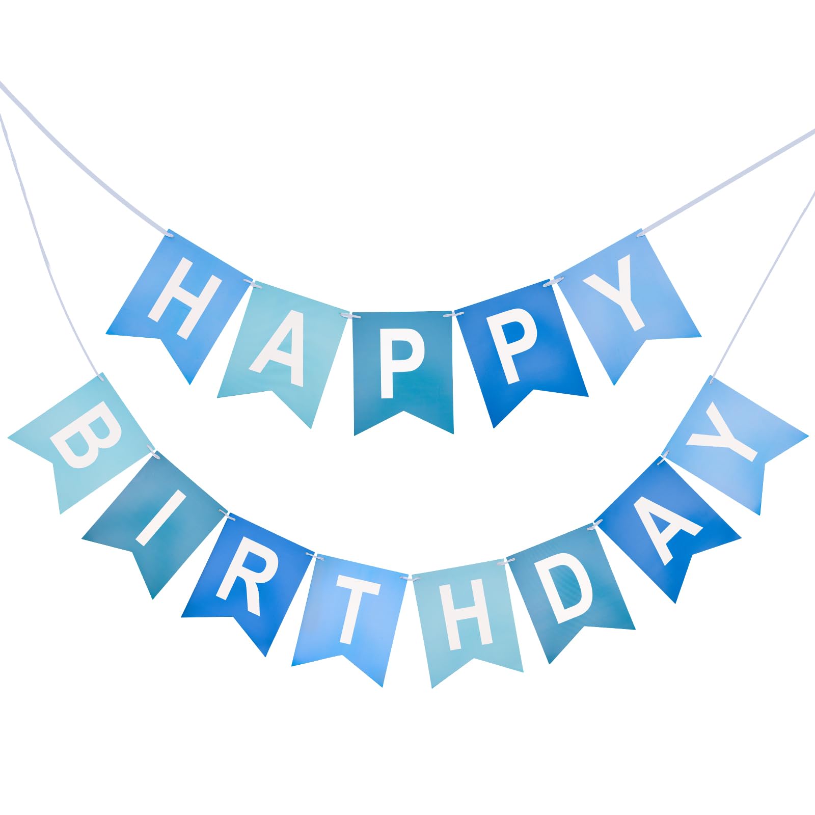 KINGLAKE GARDEN Happy Birthday Banner NO DIY Birthday Sign Blue | Pre-Strung Bir