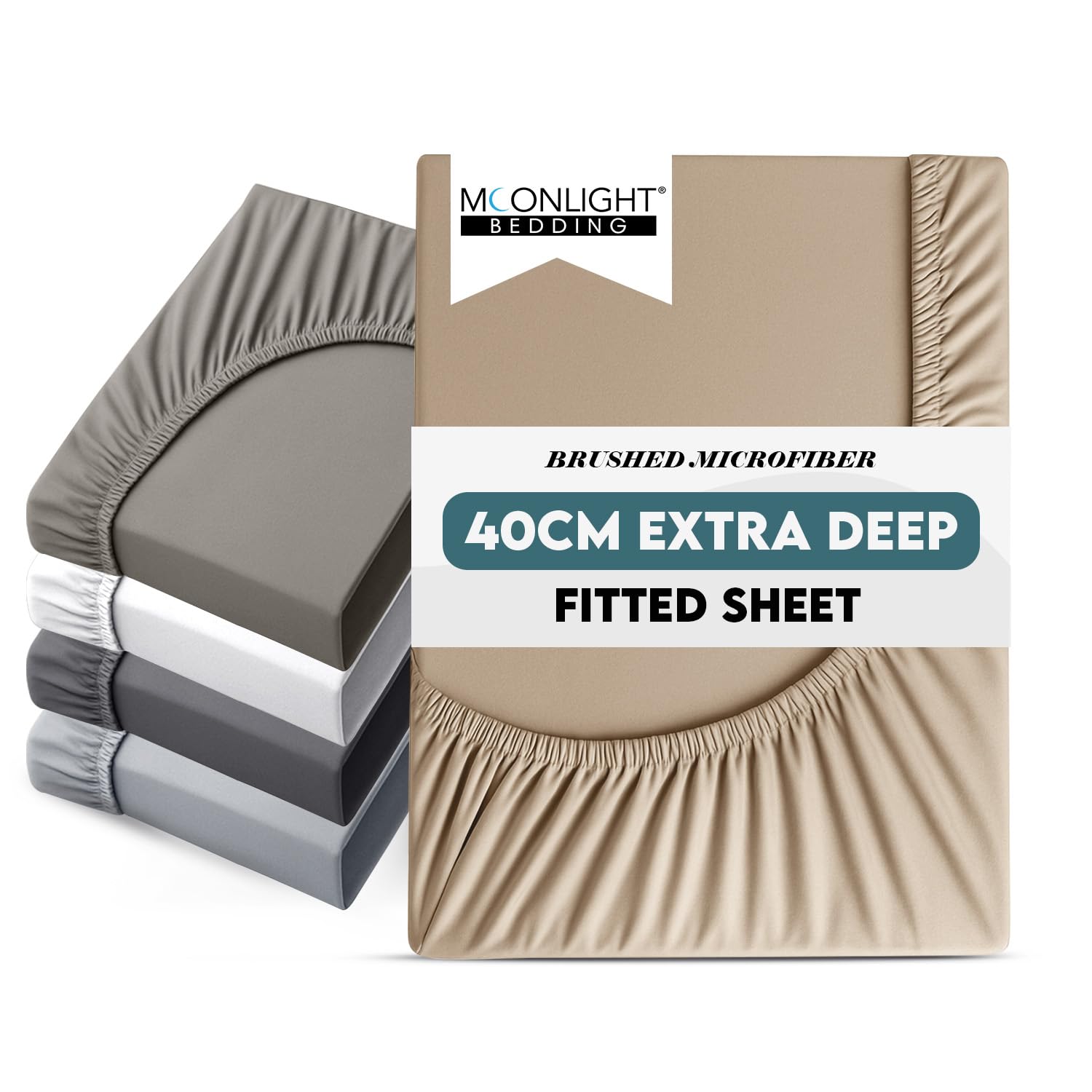 Moonlight Bedding Fitted Sheet 40 Cm Extra Deep Pocket Bed Sheets 16 inch Ultra 