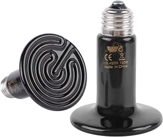 LUCKY HERP Ceramic Heat Emitter 150W, 2 Pack Ceramic Heat Lamp for Reptiles, Reptile Heat Basking Bulbs for Amphibian Bearded Dragon Turtle Chicken
