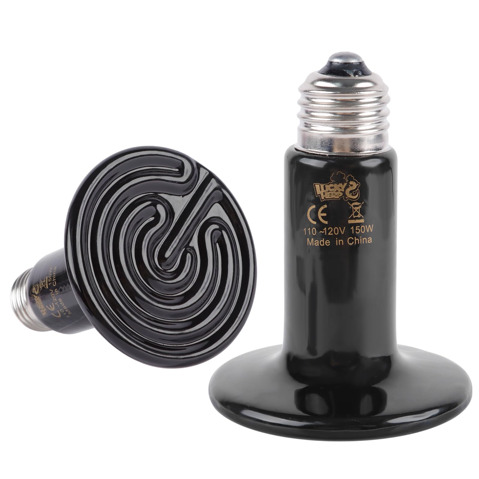 LUCKY HERP Ceramic Heat Emitter 150W, 2 Pack Ceramic Heat Lamp for Reptiles, Rep