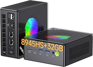 GMKtec NucBox K11 Mini PC AMD Ryzen 9 8945HS 8 Core/16 Thread 5.2GHz DDR5 32GB+1TB PCIe 4.0 M.2 2280 AMD Radeon 780M Small PC Oculink/Dual 2.5G LAN/WiFi 6/BT 5.2/USB 4.0/HDMI 2.1/4 Screen 8K (AMD