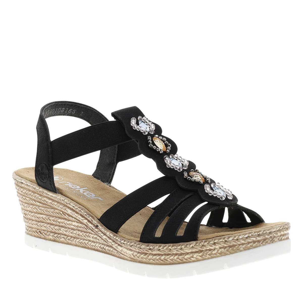 Rieker Women's 619B2 Wedge Sandals, Black, 36 EU