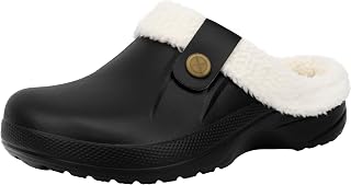 ChayChax Womens Mens Fur Lined Clogs Waterproof Winter Fuzzy Slippers Indoor Ourdoor
