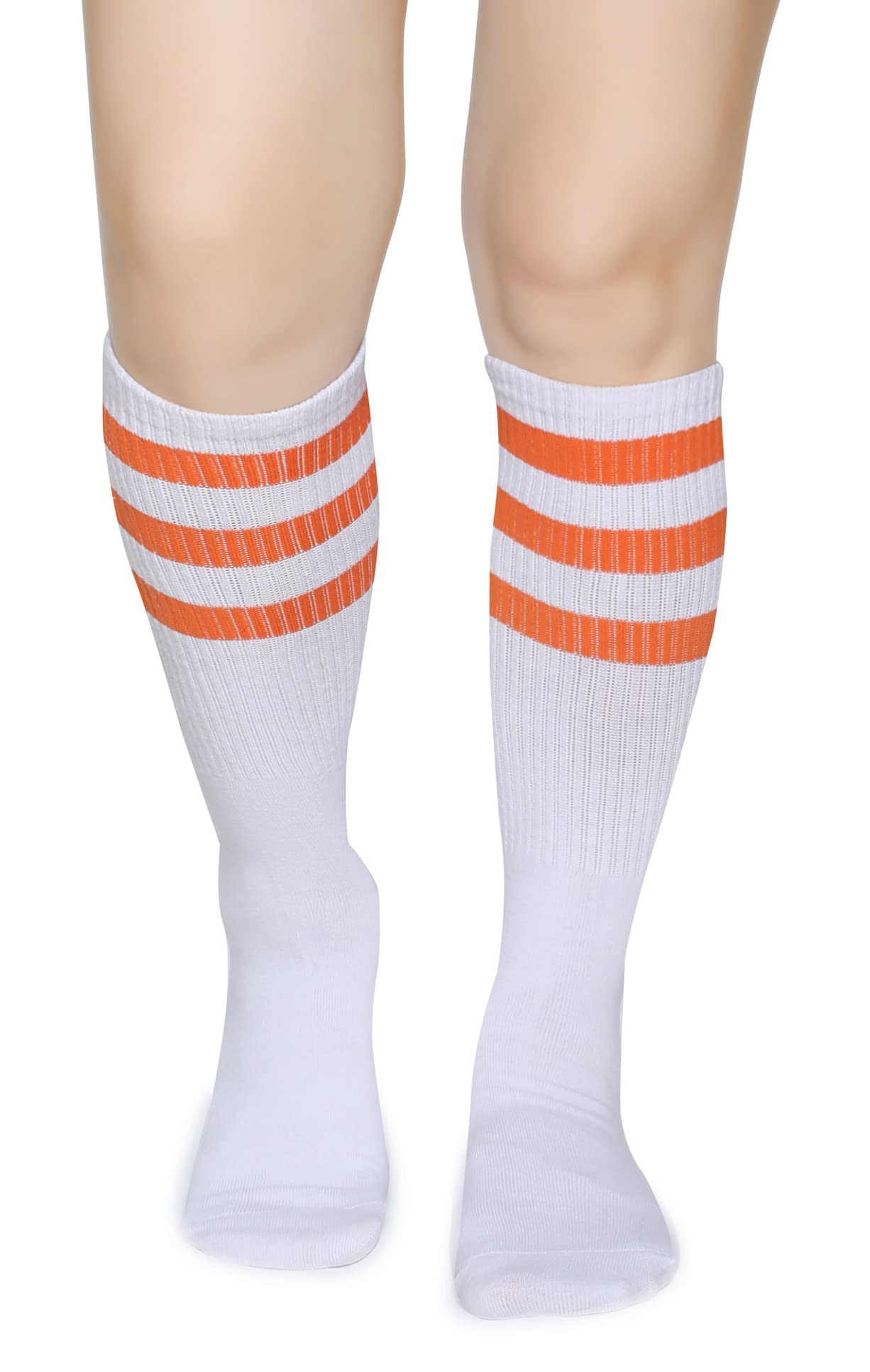 Henwarry Classic Triple Stripes Over the Calf Cotton Retro Tube Socks for Men an