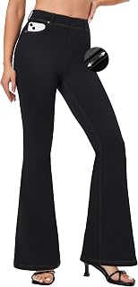 IUGA Bell Bottom Jeans for Women High Waisted Stretchy Pull On Flare Jeans Wide Leg Leggings Tummy Control Flare Pants