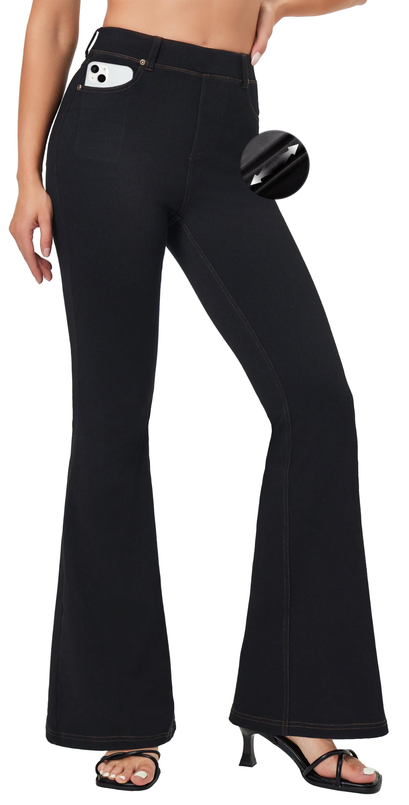 IUGA Bell Bottom Jeans for Women High Waisted Stretchy Pull On Flare Jeans Wide 