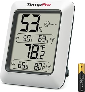 TempPro TP50 Digital Hygrometer Indoor Thermometer Room Thermometer | Humidity Meter Humidity Gauge with Temperature Humidity Monitor for House Office Celler Kitchen Greenhouse RV