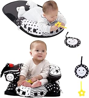 Lovvie &amp; Joy 2-in-1 Tummy Time Mat &amp; Seated Support Pillow,Baby Tummy Time Pillow Support for Newborns and Older Babies,with Detachable Support Pillow and Toys