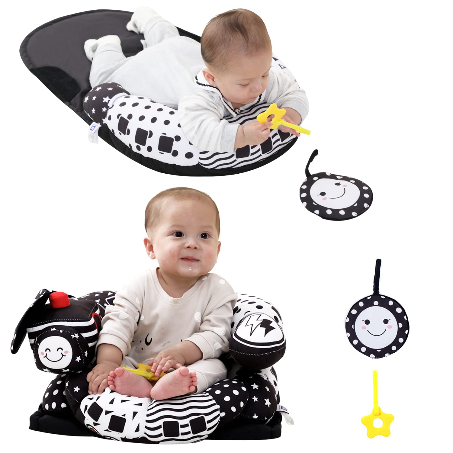 Lovvie & Joy 2-in-1 Tummy Time Mat & Seated Support Pillow,Baby Tummy Time Pillo