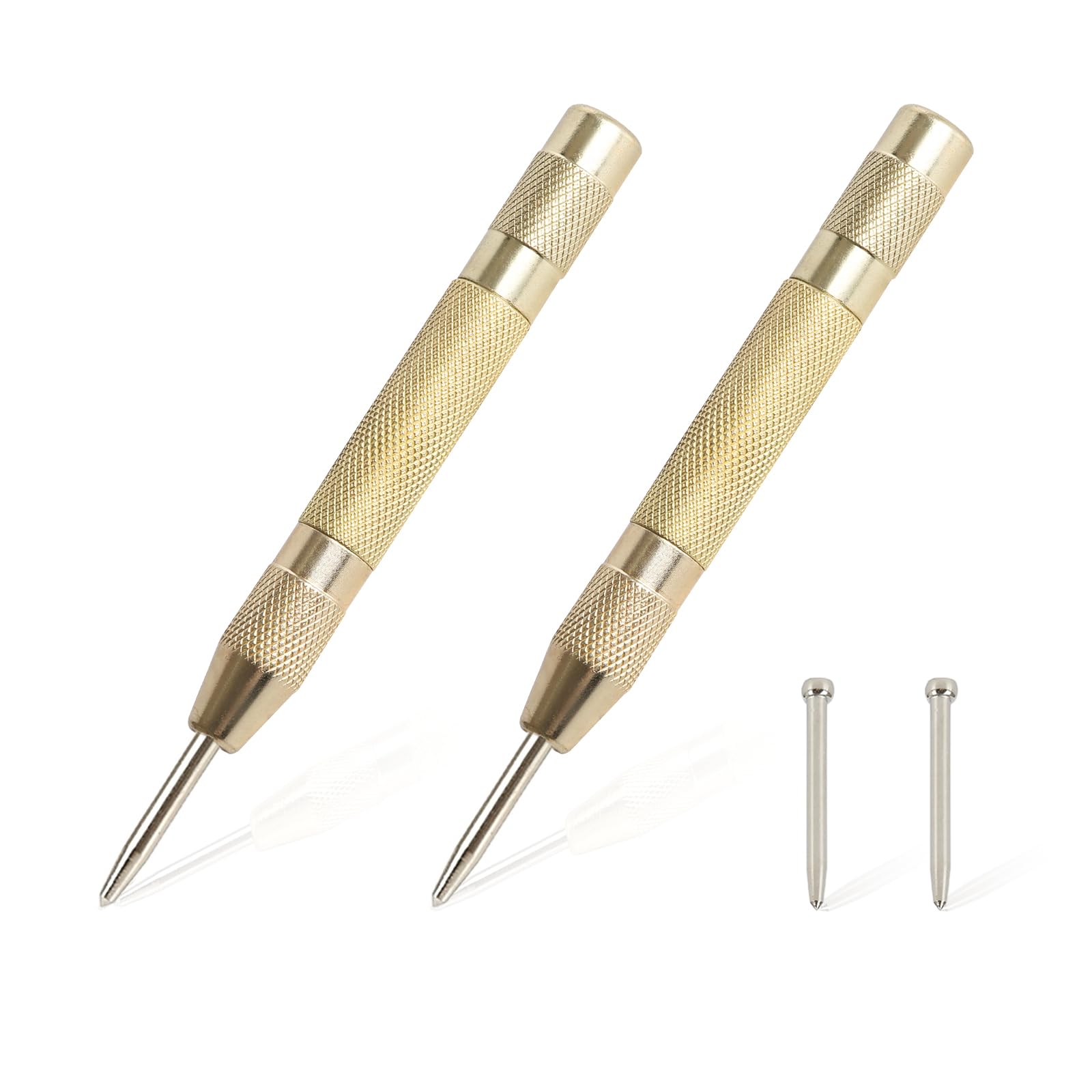 2PCS Automatic Center Punch,5'' Spring Loaded Center Punch, Heavy Duty Steel Adj