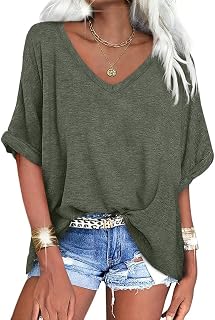 UNCLECAT womens oversized v neck t shirts for women,summer short sleeve shirts for women,loose casual tops