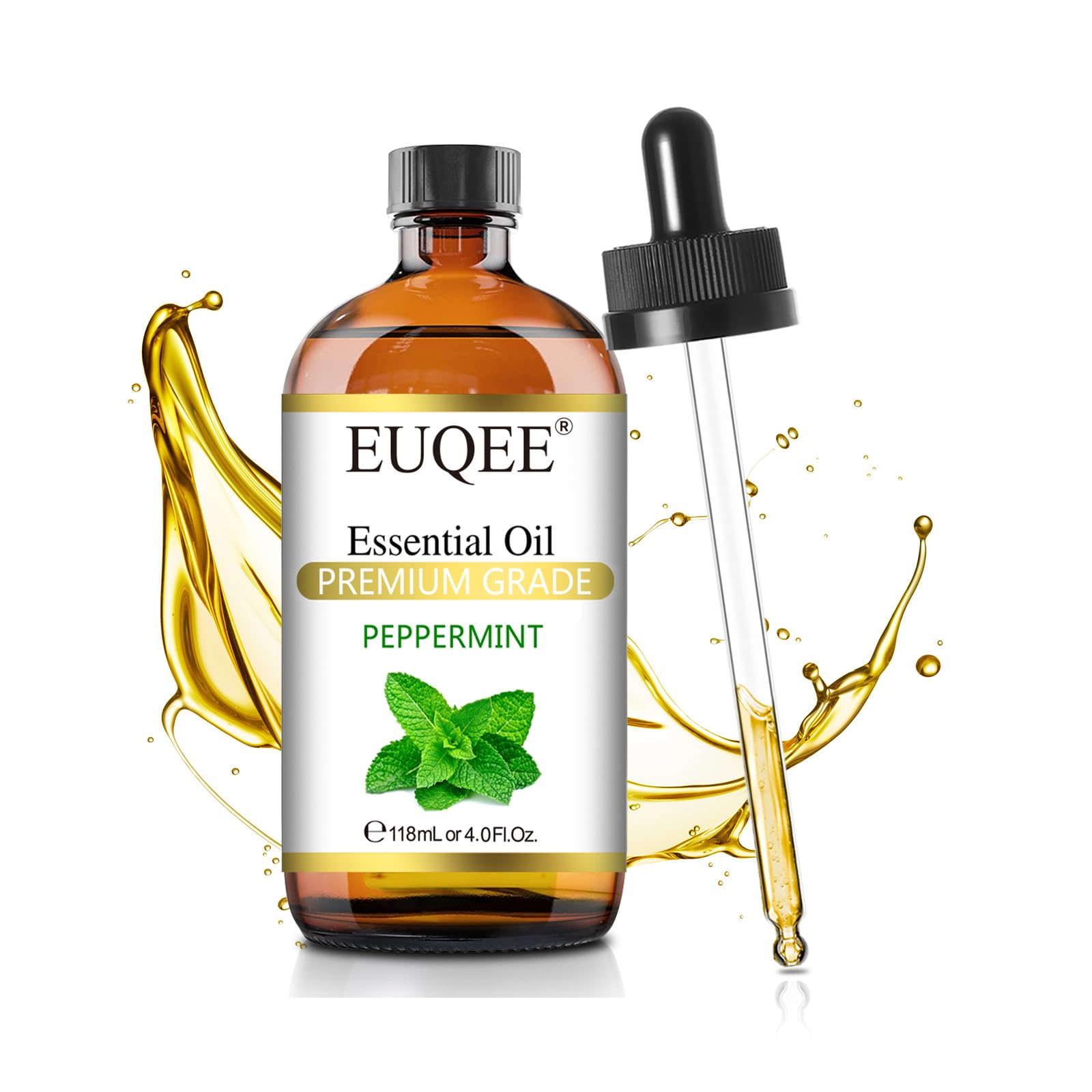 EUQEE Peppermint Essential Oil 4Fl oz Mint Oil for Diffuser, Hair Skin Care | Pr