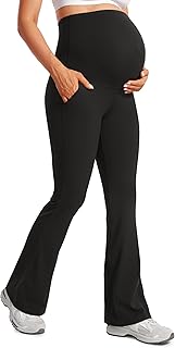 CRZ YOGA Maternity Flare Leggings Pocket 29"/31"/33'' | Butterluxe, Extremely Soft, Gentle Compression, Yoga, Super High Waist, U-shaped Belly, Pregnancy and Postpartum