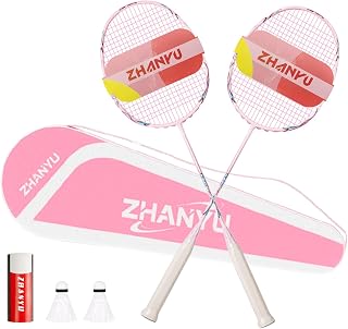 Badminton Racket,Badminton Racket Set,82 Gram Lightweight Carbon Fiber One-Piece Molded Durable Grade Racket,Including 2 Rackets,2 Nylon Shuttlecocks,And 1 Ball Bag