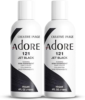 Adore Semi Permanent Hair Color, 121 Jet Black, 4 Fl Oz (2 Pack) | Vegan & Cruelty-Free Black Hair Dye | No Ammonia, No Peroxide, No Alcohol